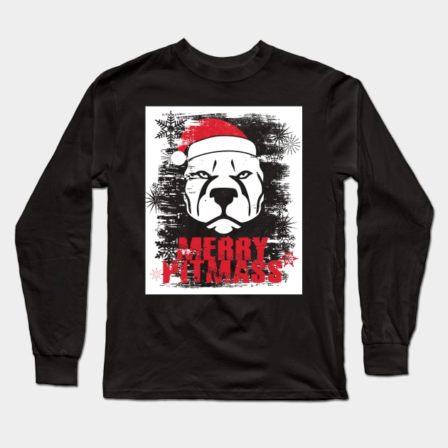 'Merry Pitmas' Funny Christmas Pitbull Long Sleeve T-Shirt by ourwackyhome